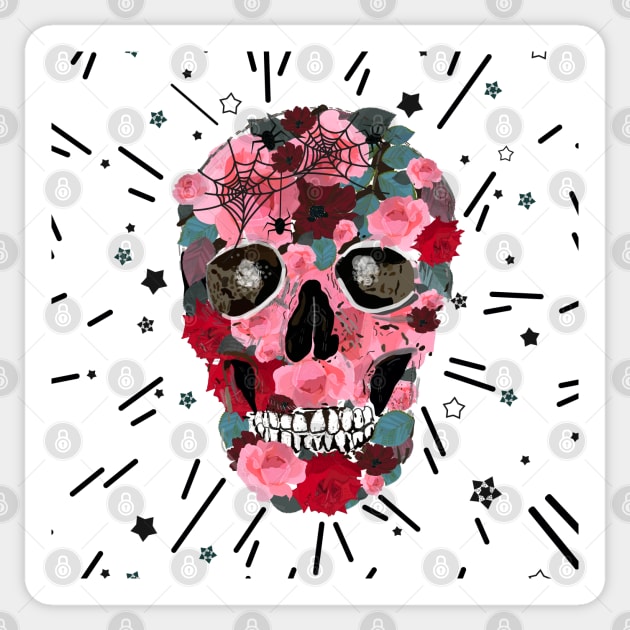 Skull, spider and roses artistic design Sticker by GULSENGUNEL